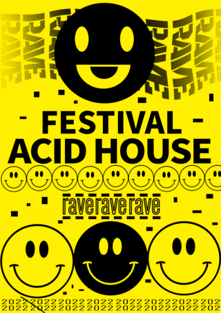 house海报模板_flat acid emoji vertical poster