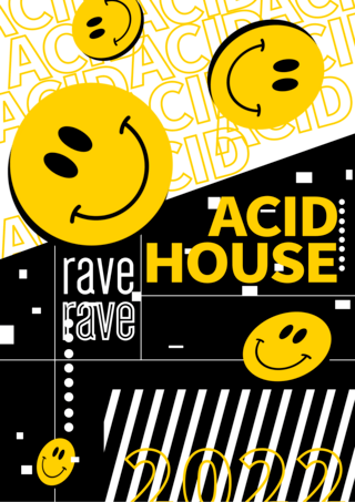 house海报模板_flat pink acid emoji vertical poster