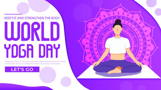 紫色涂鸦世界瑜伽日模板