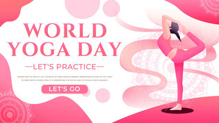 粉色涂鸦世界瑜伽日模板