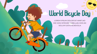 横幅人物插画海报模板_世界自行车日横幅人物插画