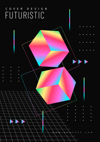彩色渐变渐变海报模板_彩色立体几何渐变封面