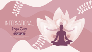 手绘运动瑜伽海报模板_粉色世界瑜伽日横幅