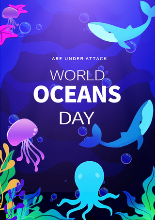 地球环保世界海洋日模板