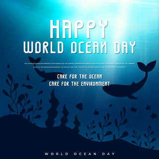 深色海底世界海洋日模板