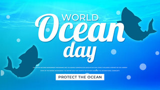 世界海洋日模板海报模板_蓝色光晕海面世界海洋日模板
