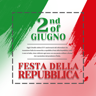 意大利共和国日红绿撞色虚线边框社交媒体模板