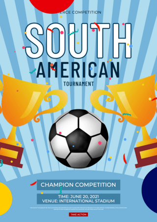 南美足球赛海报模板_创意简约风格南美足球赛宣传模板