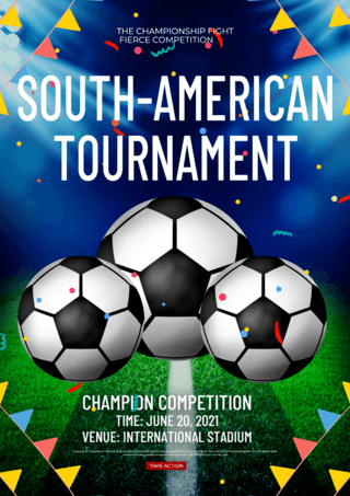 南美足球赛海报模板_创意南美足球赛宣传模板
