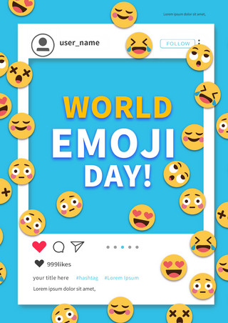 促销海报海报模板_蓝色世界emoji日促销海报