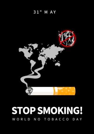 烟烟抽烟海报模板_黑色世界无烟日海报