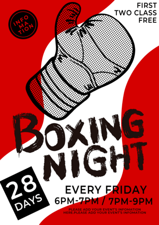 俱乐部活动海报模板_红色黑色健身房拳击活动传单海报