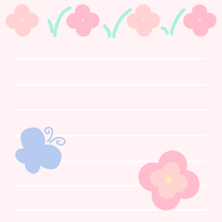 便签贴纸标签海报模板_粉色花朵蝴蝶方形便签