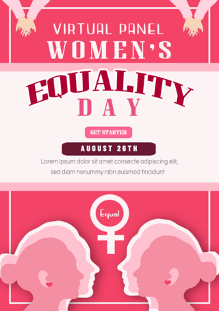 螳螂轮廓海报模板_美国女性平等日粉色女性轮廓