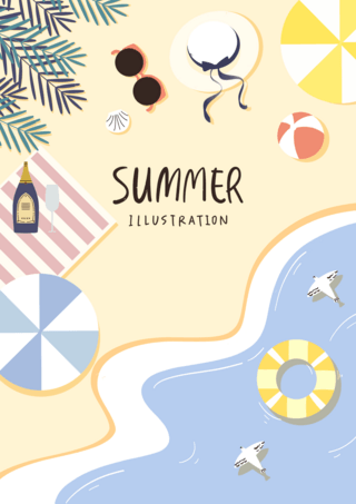 夏季水上海报模板_卡通风格夏季海滩海报