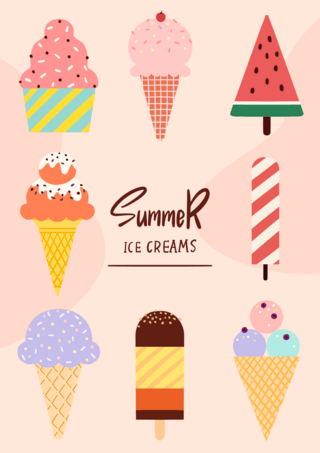 凉爽卡通海报模板_粉色夏季冰淇淋海报