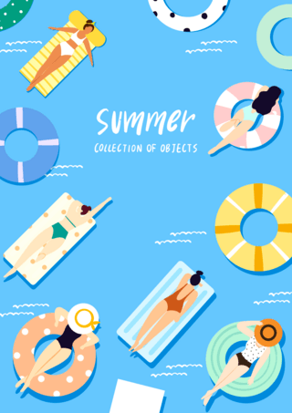 蓝色夏季游泳海报
