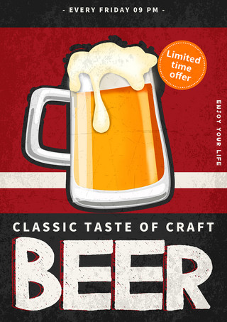 啤酒饮料海报海报模板_复古啤酒饮料海报