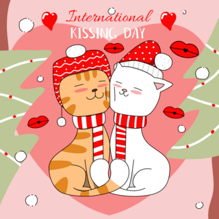 猫国际接吻日浪漫爱心