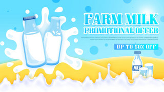 牛奶芝士面海报模板_创意牧场牛奶销售模板