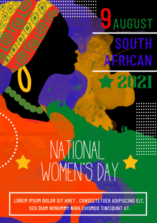 黑色力量海报模板_多彩南非全国妇女节宣传传单