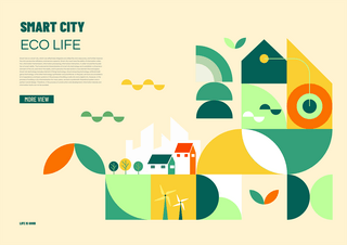 智慧城市海报模板_几何色块绿色智慧城市