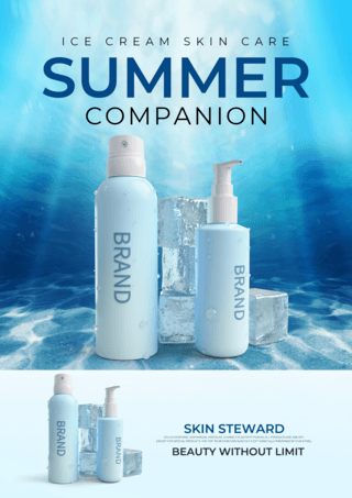 深海海报模板_深海夏季护肤品促销活动宣传海报模板