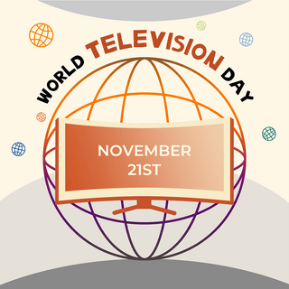 world页面海报模板_world television day beige grey