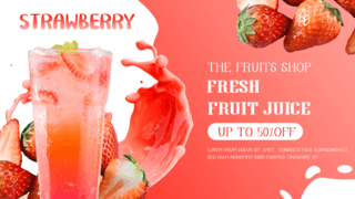 新鲜草莓果汁促销宣传横幅