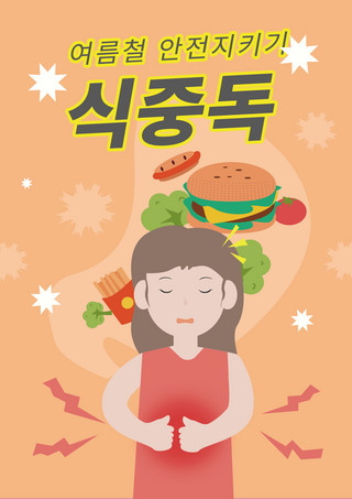 夏季防护保护肠胃简约卡通海报