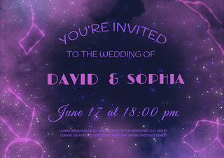 紫色宇宙银河星轨婚礼邀请函模板