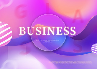 紫色玻璃质感创意球体商务海报
