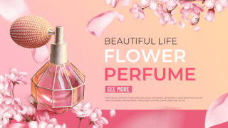 化妆品促销宣传海报模板_花卉粉色创意香水促销宣传活动海报模板