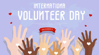 志愿者手势海报模板_purple international volunteer day banner