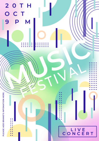 浅色彩色抽象几何装饰音乐节活动海报