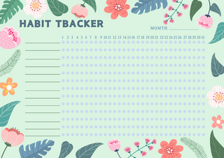 计划追踪海报模板_花朵习惯提醒追踪日程计划打卡