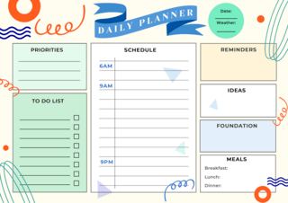 计划追踪海报模板_彩色几何装饰每日计划表