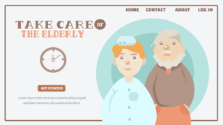 帮助老人海报模板_疗养院的老人与看护人落地页