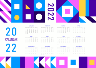 彩色几何拼接2022年日历模板