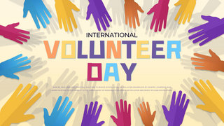 志愿者手势海报模板_colorful raise hands international volunteer day template