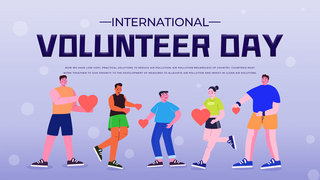 志愿者手势海报模板_purple creative international volunteer day template