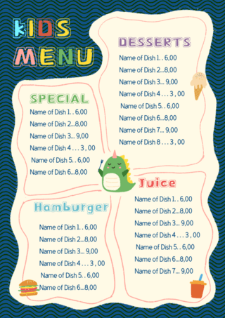 儿童矢量海报模板_可爱卡通儿童菜单