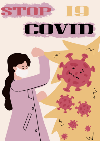 COVID19海报模板_与冠状病毒概念作斗争模板