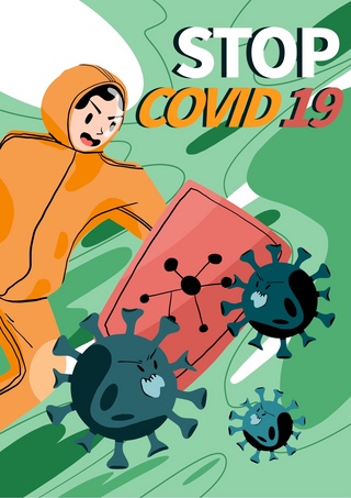 COVID19海报模板_与病毒对抗概念海报