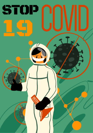 COVID19海报模板_与新冠病毒概念对抗海报