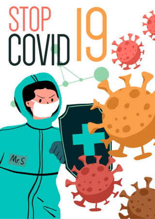 与新冠状病毒概念斗争海报