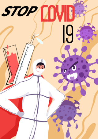 COVID19海报模板_与冠状病毒概念斗争对抗海报