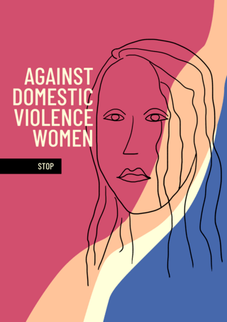 反对家庭暴力海报海报模板_反对家庭暴力艺术女性轮廓海报