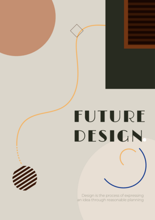 空间设计与改造海报模板_未来时尚趋势空间米色平面风格的海报