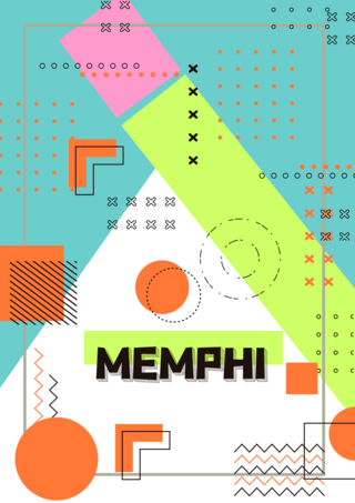 孟菲斯几何矢量海报模板_几何抽象孟菲斯封面海报